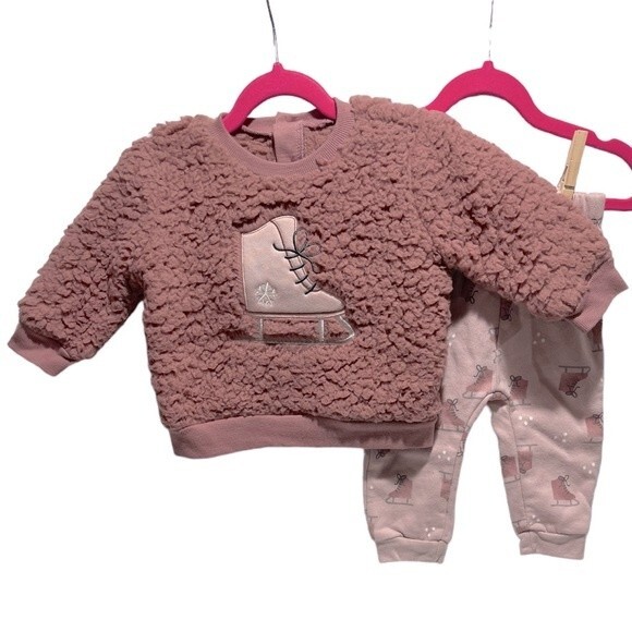 PL Baby Faux Shearling Top and Pant Set, 9 Months - Picture 1 of 5